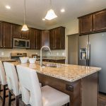 Kitchen with large granite island